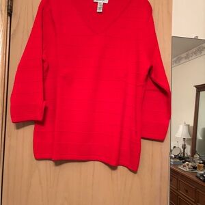 Parkhurst Vivid Red V-Neck Sweater 100% Cotton